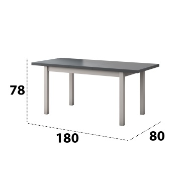 Set masa extensibila 140-180x80 cm cu 4 scaune tapitate, mb-21 modena1 si s-38 boss10 b11, alb/grafit, lemn masiv de fag, stofa - Img 4