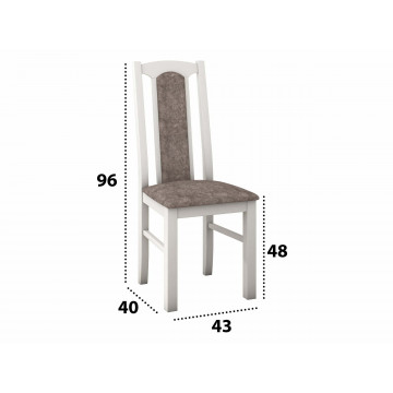 Set masa extensibila 160 x 200 cm cu 4 scaune tapitate, mb-12 venus1 si s-38 boss14 b18a, bialy, lemn masiv de fag, stofa - Img 7