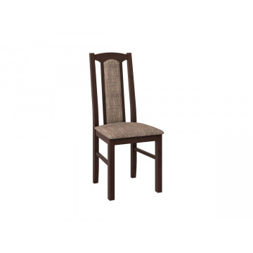 Set masa extensibila Ama 100x140 cm, lemn masiv, culoare nuc, blat din mdf cu 6 scaune tapitate S-37 Boss7 O2, stofa - Img 2