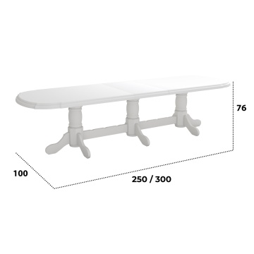 Set masa extensibila jork 250-300x100 cm, lemn masiv alb, cu 12 scaune tapitate stofa gri, s-38 B24B - Img 2