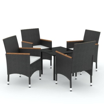 Set masă pentru grădină, 5 piese, cu perne, negru - Img 2