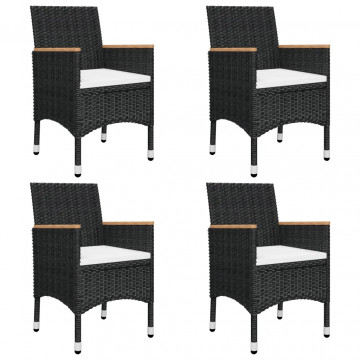 Set masă pentru grădină, 5 piese, cu perne, negru - Img 2