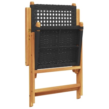 Set masă pentru grădină, 7 piese, negru, poliratan/lemn masiv - Img 6