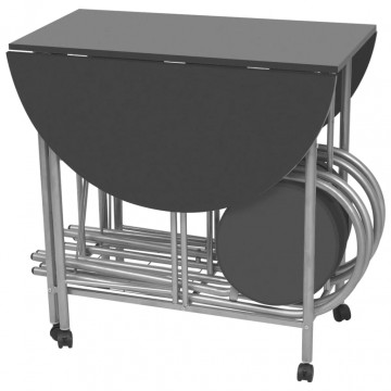 Set masă și scaune de bucătărie pliante MDF, negru, 5 piese - Img 7