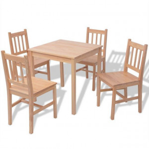 Set masă și scaune din lemn de pin, 5 piese - Img 2