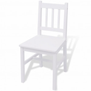 Set masă și scaune din lemn de pin, trei piese, alb - Img 8