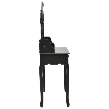 Set masă toaletă cu taburet negru 75x69x140 cm lemn paulownia - Img 4