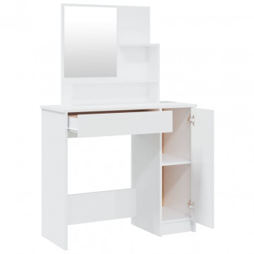 Set măsuță de toaletă, alb extralucios, 86,5x35x136 cm - Img 8