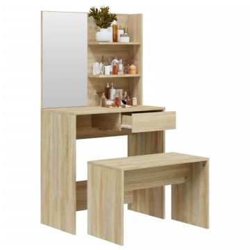 Set măsuță de toaletă, stejar sonoma, 74,5x40x141 cm - Img 4