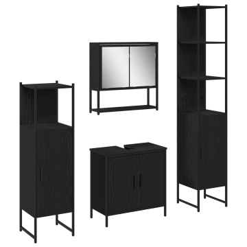 Set Mobilier Baie 4 Piese Stejar Negru Lemn Ingineresc - Img 2