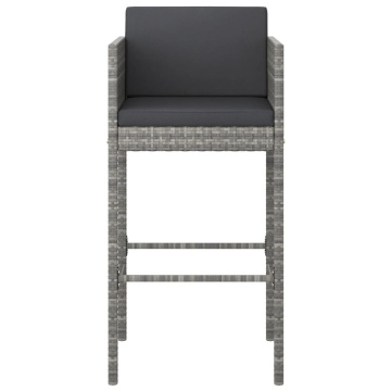 Set mobilier bar de grădină, cu perne, 3 piese, gri, poliratan - Img 4