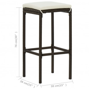 Set mobilier bar de grădină cu perne, 3 piese, maro - Img 7