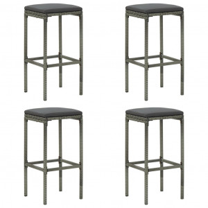 Set mobilier bar de grădină cu perne, 5 piese, gri, poliratan - Img 8
