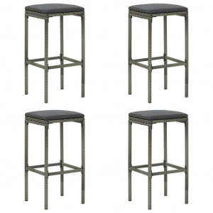 Set mobilier bar de grădină cu perne, 5 piese, gri, poliratan - Img 2