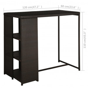 Set mobilier bar de grădină cu perne, 5 piese, maro, poliratan - Img 6