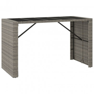 Set mobilier bar de grădină cu perne, 7 piese, gri, poliratan - Img 4