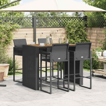 Set mobilier bar de grădină fără perne 5 piese negru poliratan - Img 3