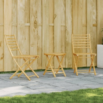 Set mobilier bistro, 3 piese, bambus - Img 1