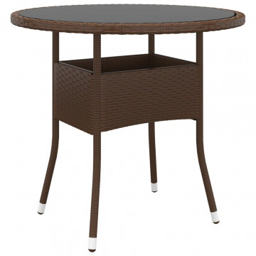 Set mobilier bistro, 3 piese, maro, poliratan/sticlă securizată - Img 5