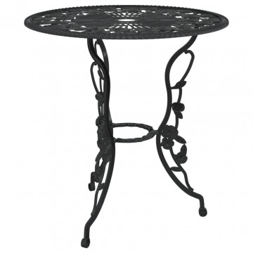 Set mobilier bistro, 3 piese, negru, aluminiu turnat - Img 3