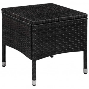 Set mobilier bistro, 3 piese, negru, poliratan - Img 3