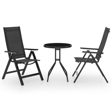 Set mobilier bistro, 3 piese, negru și antracit - Img 1