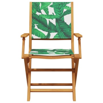 Set mobilier bistro, 3 piese, textil model frunze/lemn masiv - Img 4
