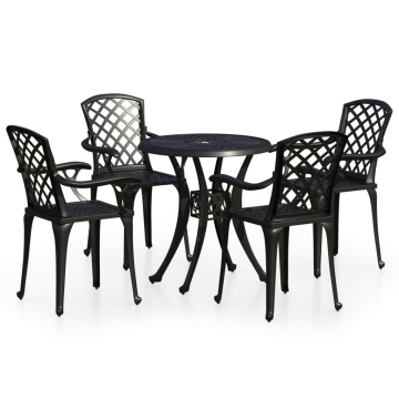 Set mobilier bistro, 5 piese, negru, aluminiu turnat - Img 2