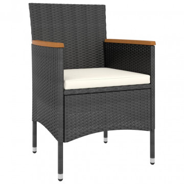 Set mobilier bistro grădină 5 piese negru poliratan/lemn acacia - Img 3