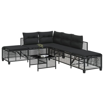 Set mobilier colțar de grădină cu perne 3 piese negru poliratan - Img 1