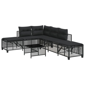 Set mobilier colțar de grădină cu perne 3 piese negru poliratan - Img 2