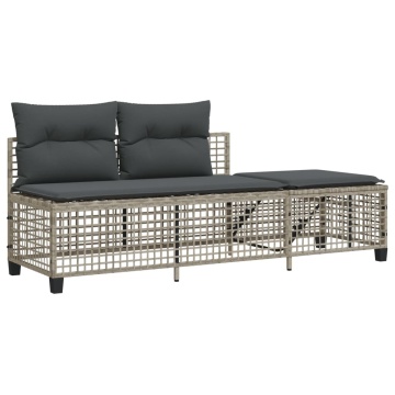 Set mobilier colțar grădină perne 3 piese gri deschis poliratan - Img 5