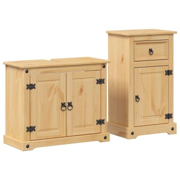 Set mobilier de baie „Corona”, 2 piese, lemn masiv de pin - Img 2