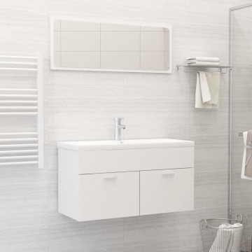 Set mobilier de baie, 2 piese, alb, PAL - Img 1