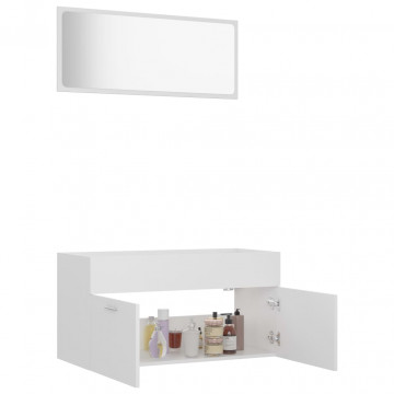 Set mobilier de baie, 2 piese, alb, PAL - Img 4