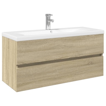 Set mobilier de baie, 2 piese, ceramică și lemn prelucrat - Img 2