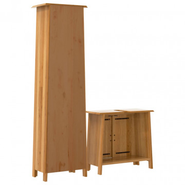 Set mobilier de baie, 2 piese, lemn masiv de pin - Img 6