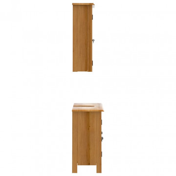 Set mobilier de baie, 2 piese, lemn masiv de pin - Img 5