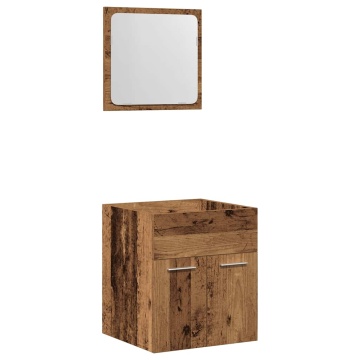 Set mobilier de baie, 2 piese, lemn vechi, lemn prelucrat - Img 2
