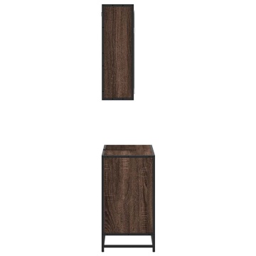 Set mobilier de baie, 2 piese, stejar maro, lemn prelucrat - Img 5