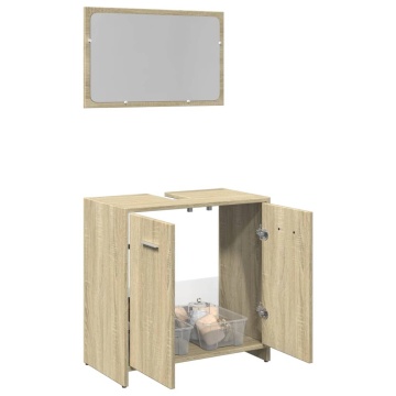 Set mobilier de baie, 2 piese, stejar sonoma, lemn prelucrat - Img 1