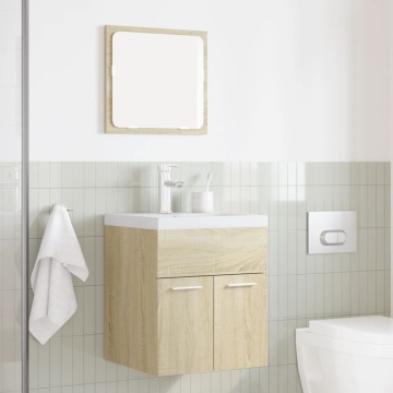 Set mobilier de baie, 2 piese, stejar sonoma, lemn prelucrat - Img 3