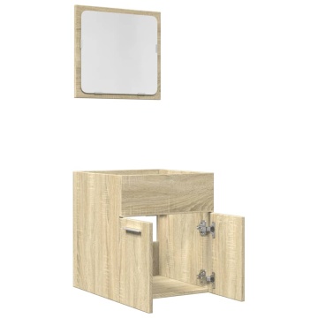 Set mobilier de baie, 2 piese, stejar sonoma, lemn prelucrat - Img 8