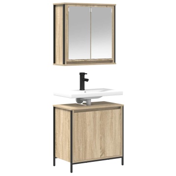 Set mobilier de baie, 2 piese, stejar sonoma, lemn prelucrat - Img 4