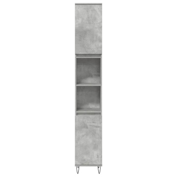 Set mobilier de baie, 3 piese, gri beton, lemn compozit - Img 8