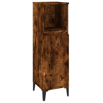 Set mobilier de baie, 3 piese, stejar fumuriu, lemn prelucrat - Img 6