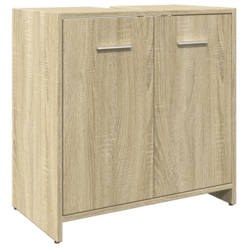 Set mobilier de baie, 3 piese, stejar sonoma, lemn prelucrat - Img 7