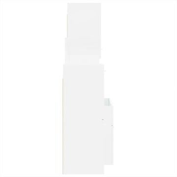 Set mobilier de baie, 4 piese, alb extralucios, lemn prelucrat - Img 5