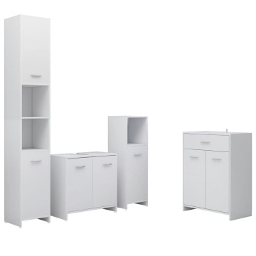 Set mobilier de baie, 4 piese, alb - Img 2