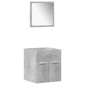 Set mobilier de baie, 4 piese, gri beton, lemn compozit - Img 4